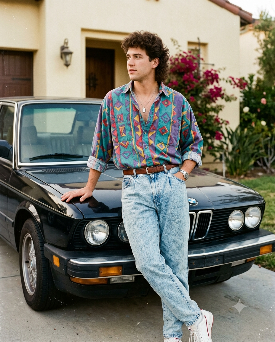 80s Men's Vintage Car Portrait