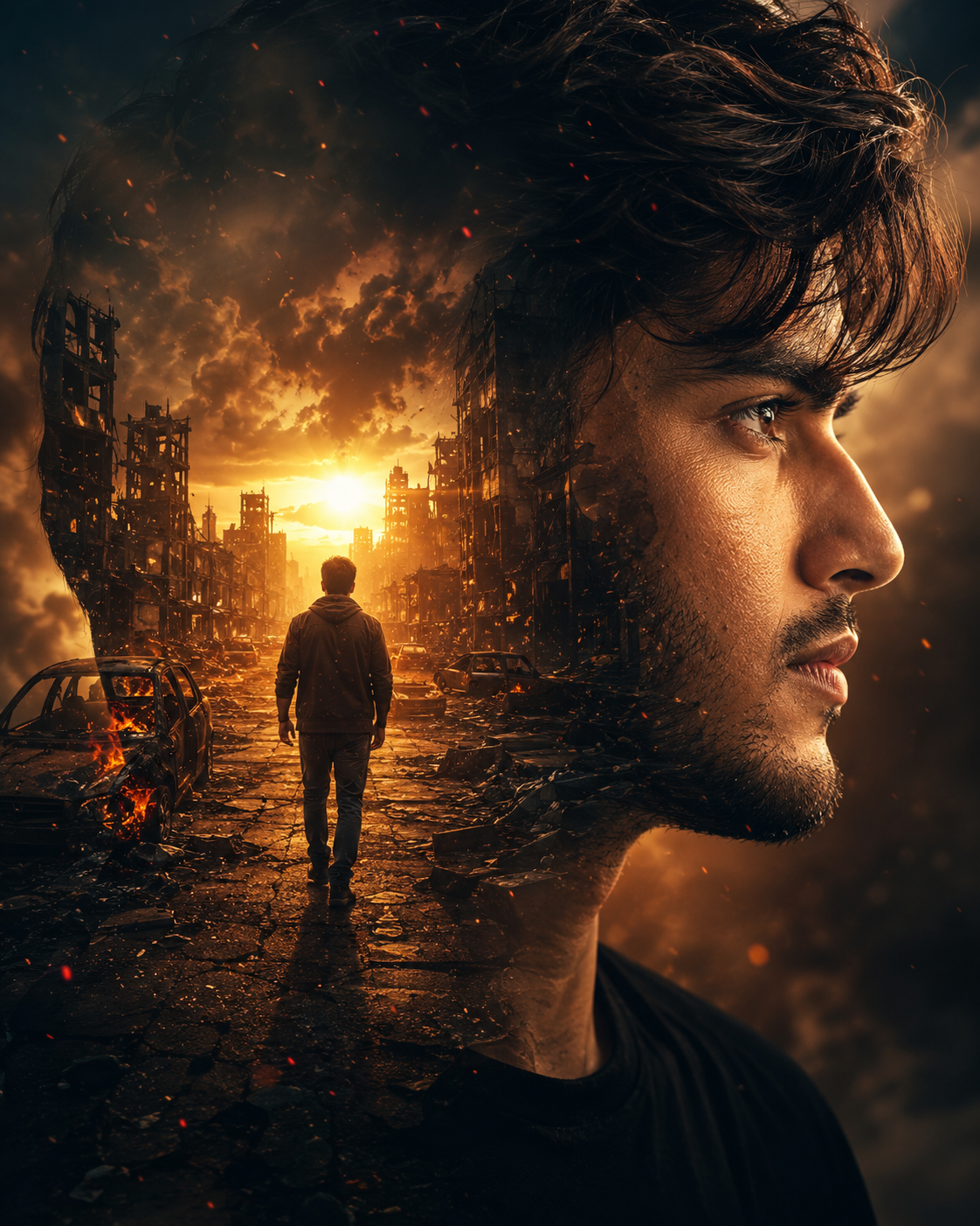 A cinematic double exposure