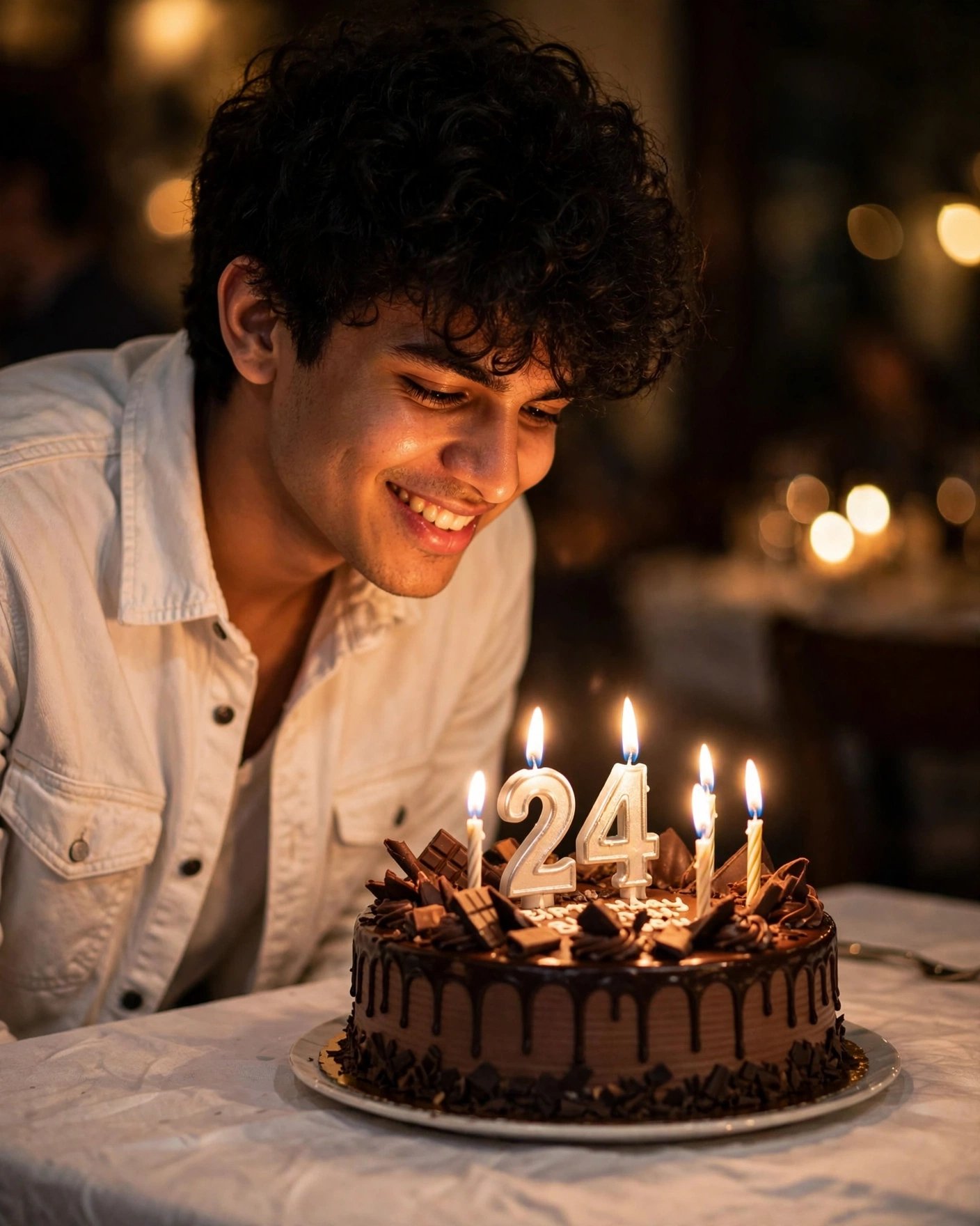 Cinematic Candlelight Birthday Portrait