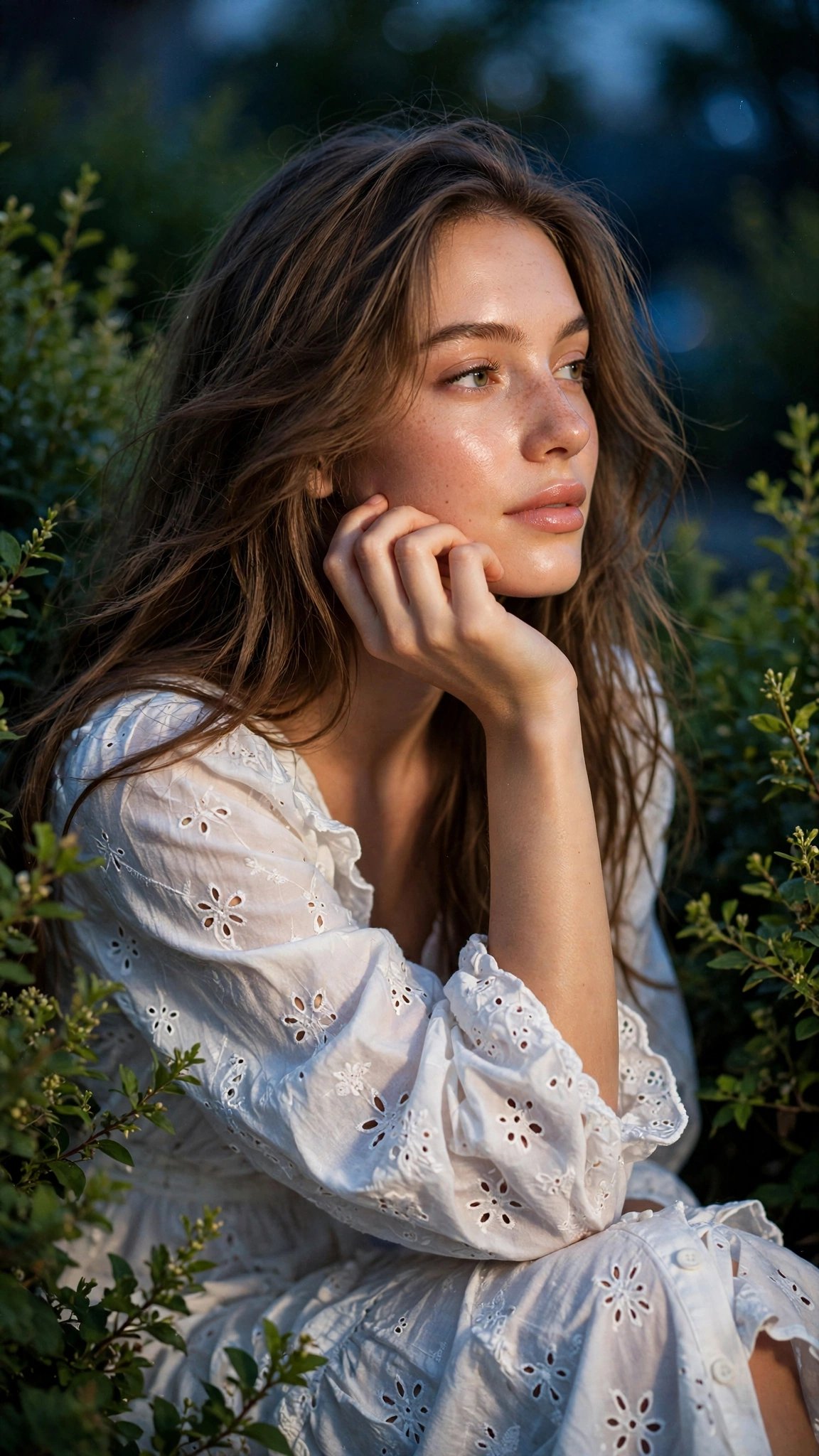 Dreamy Blue Hour Garden Portrait