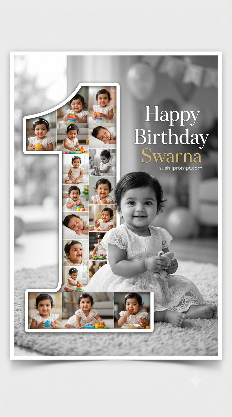 Dreamy First Birthday Memory Collage