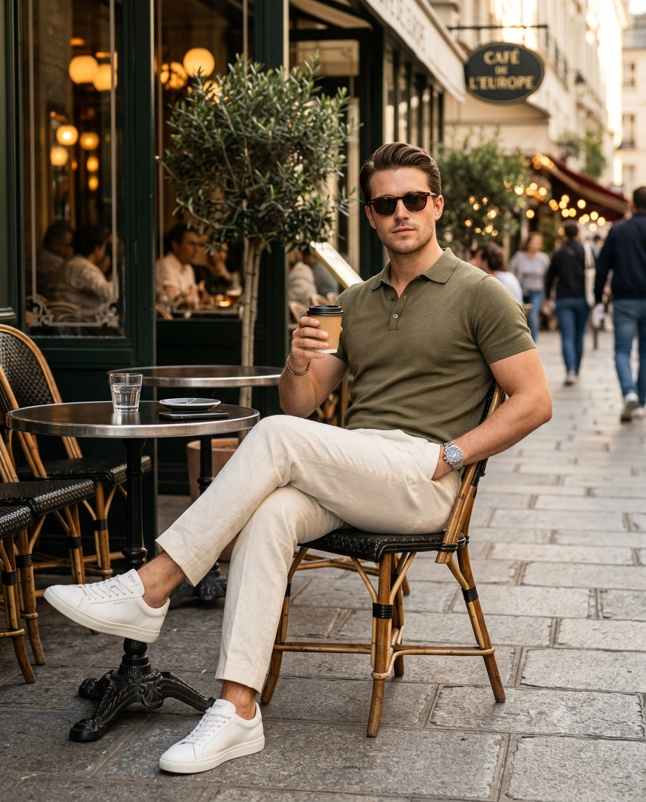 European Street Cafe Men's Fashion Look