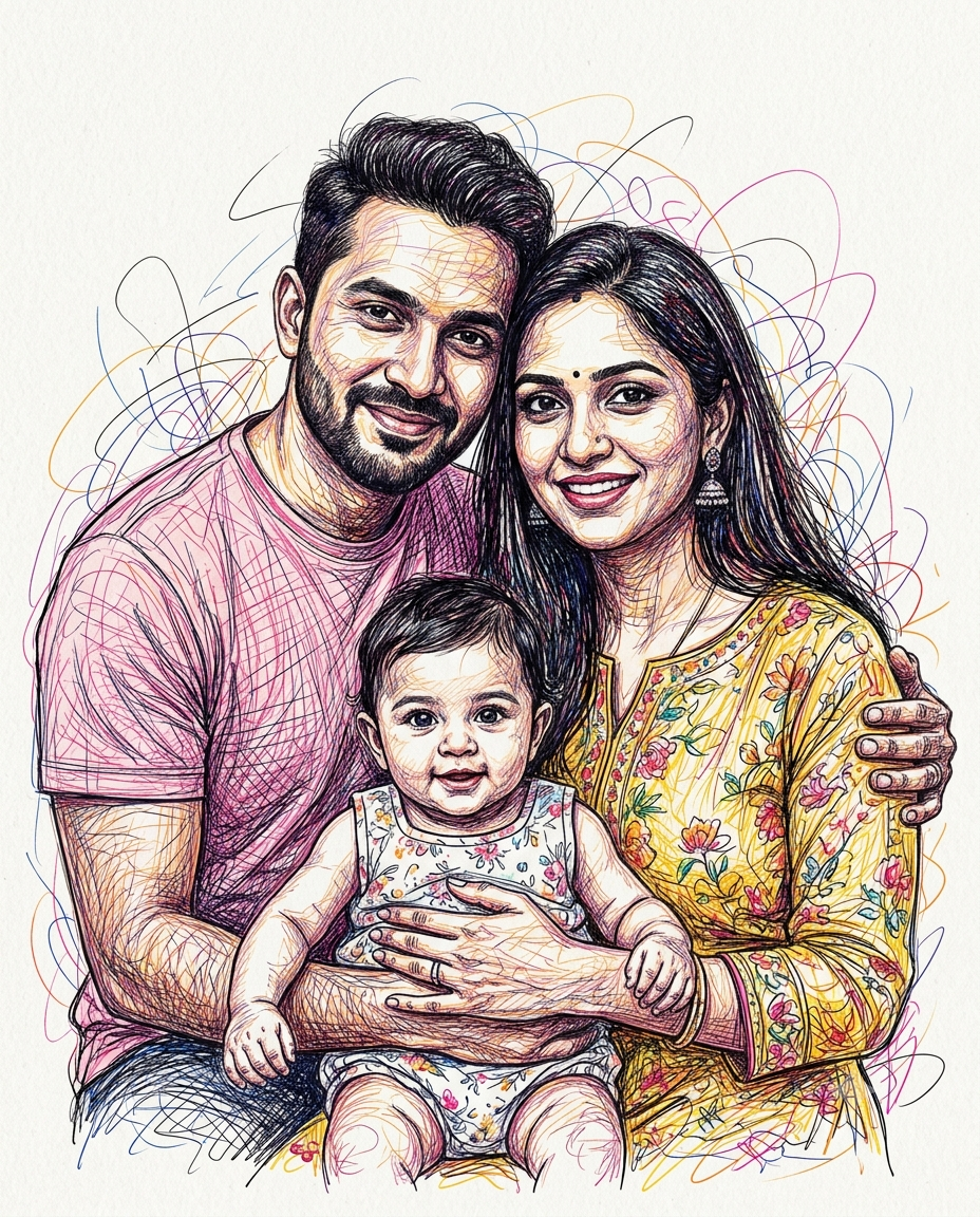 Joyful Family of Three in Color