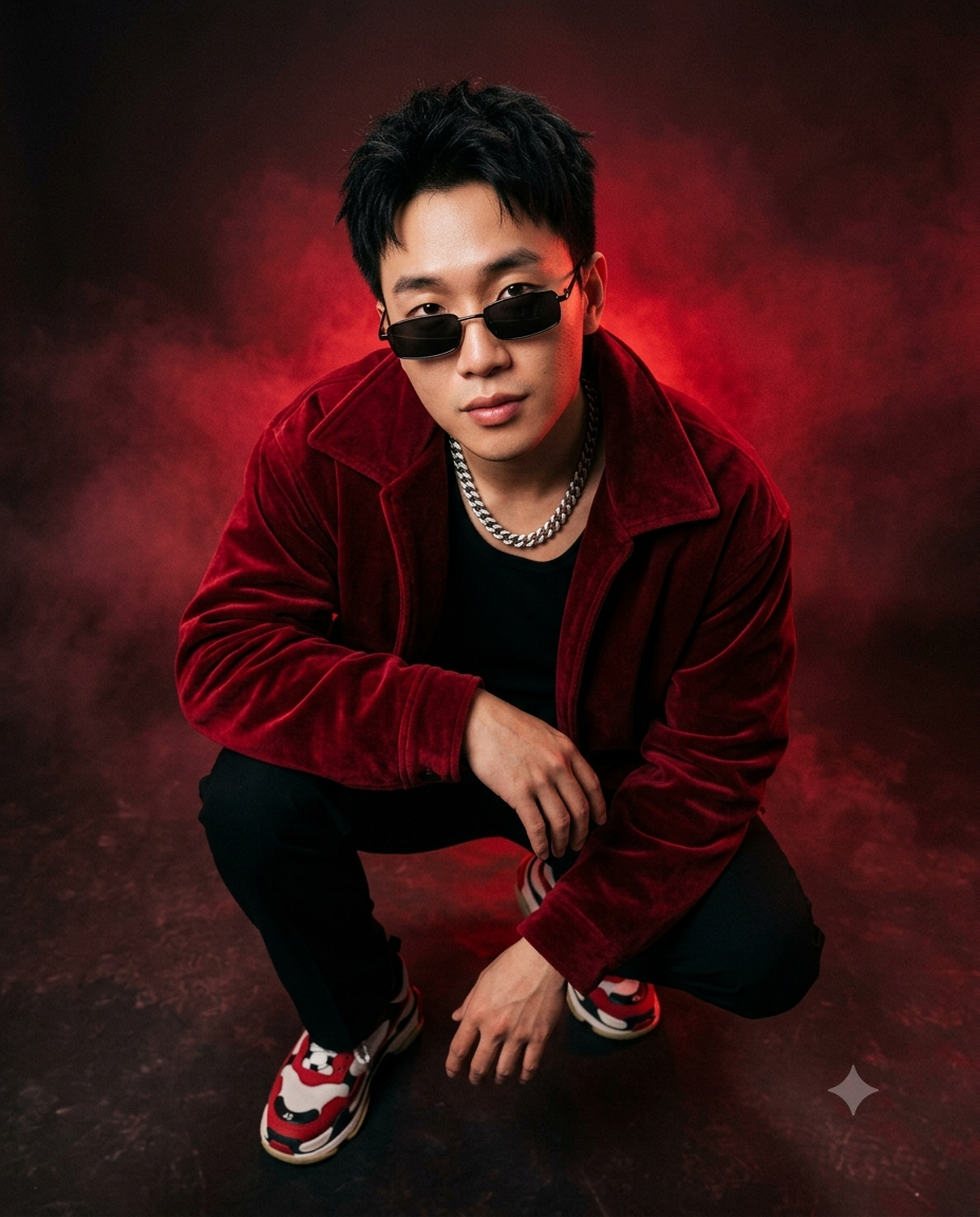 Man in Red Velvet Coat Fashion