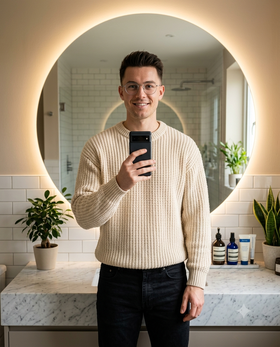 Modern Bathroom Mirror Selfie
