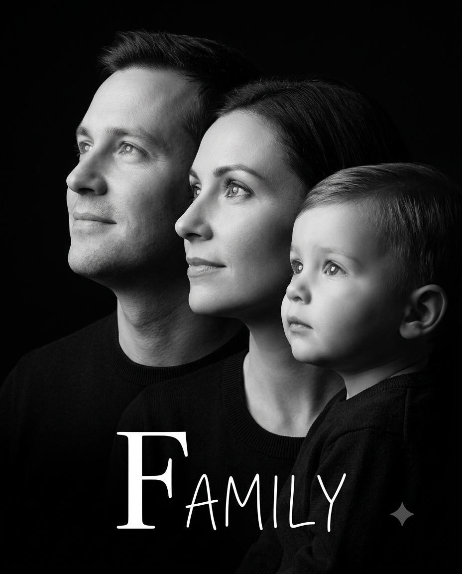Monochrome Family Profile Portrait