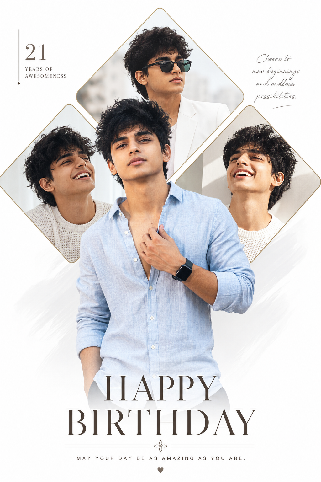 Professional Diamond Frame Birthday Poster