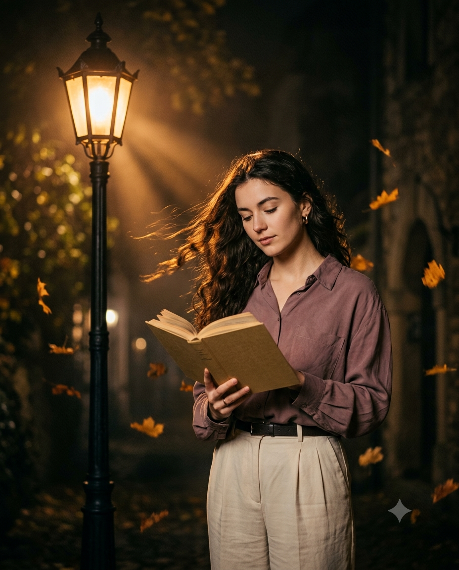 Retro Vintage Autumn Book Reading