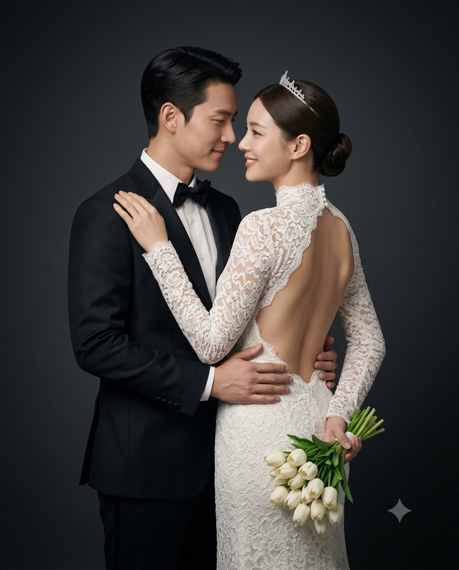 Timeless Wedding Couple Studio Photography