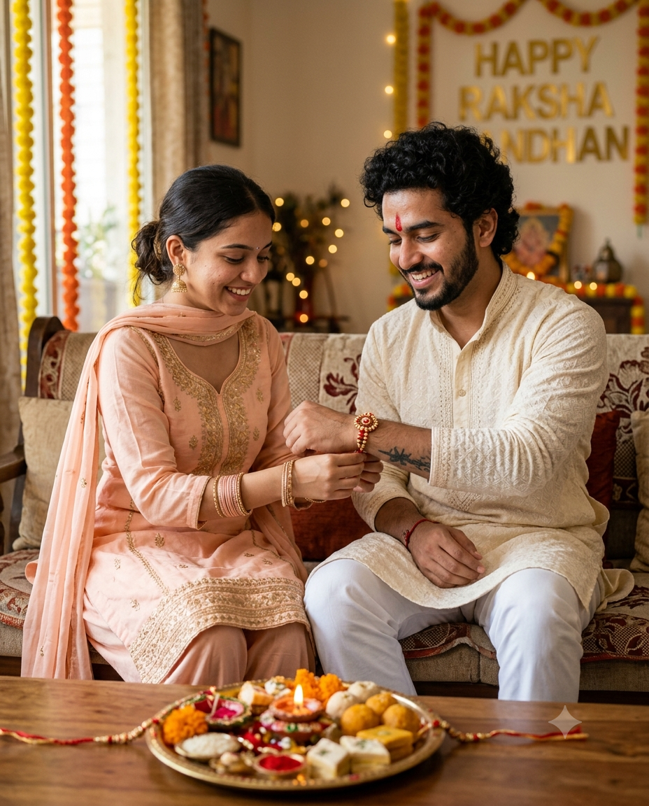 Ultra-realistic cinematic Raksha Bandhan