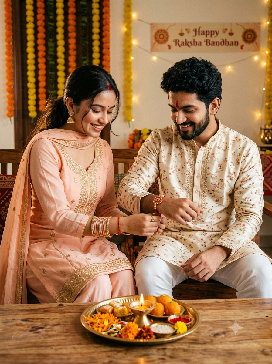 Ultra-realistic cinematic Raksha Bandhan