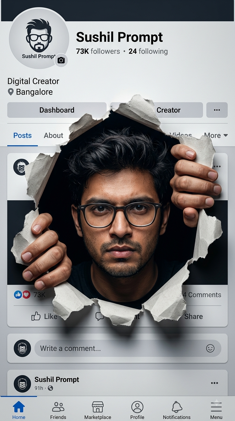 Ultra-realistic social media profile poster